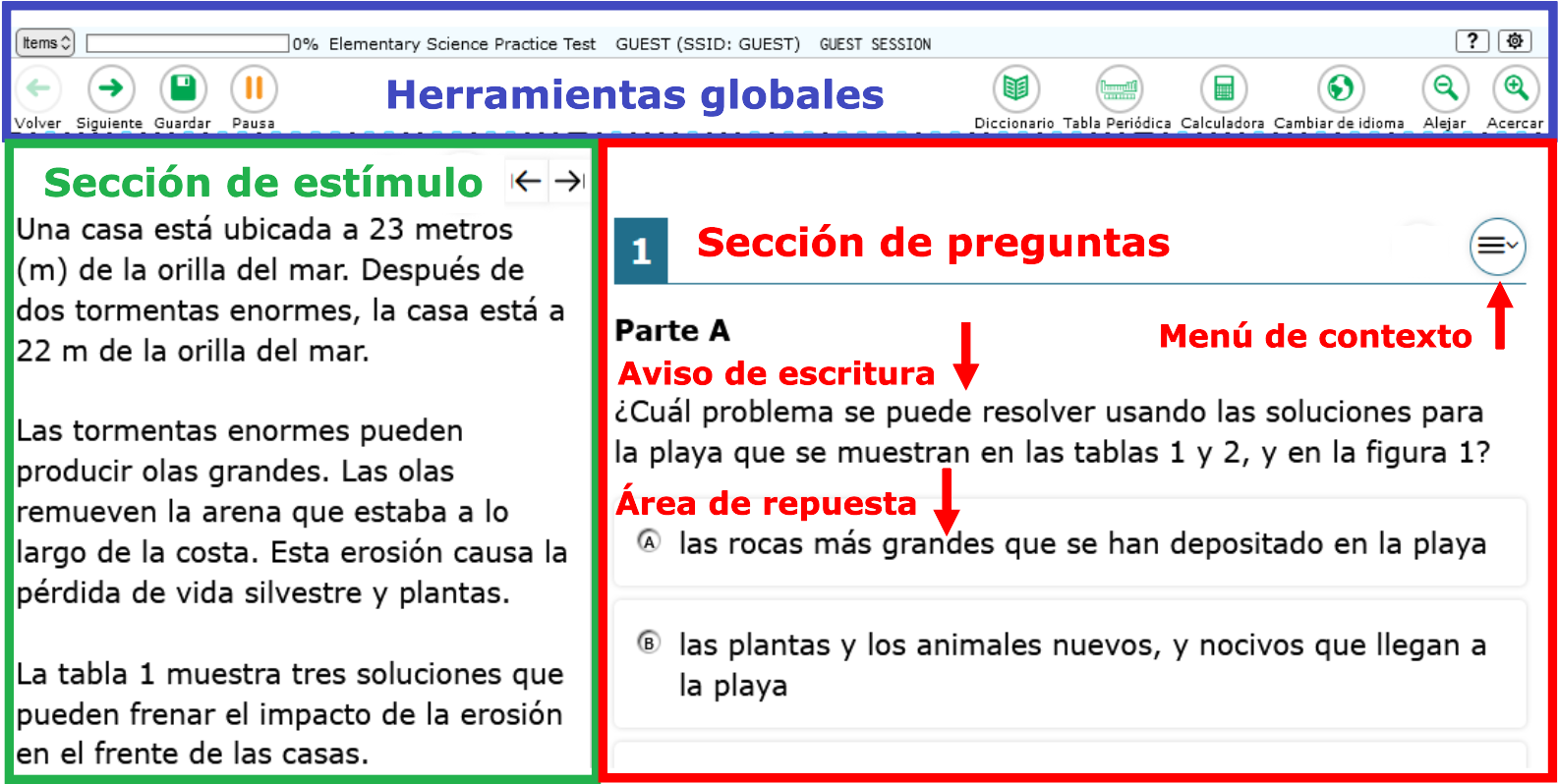 Ejemplo de una página de la prueba